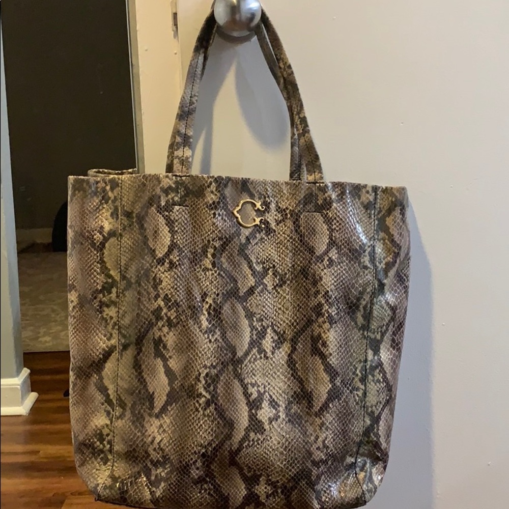 C. WONDER - Faux Snake Skin Tote